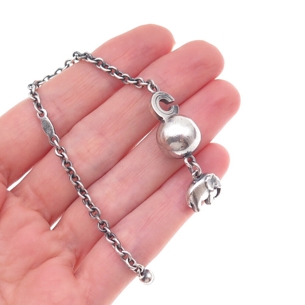 Georg Jensen 925S Sterling Silver Vintage Denmark Elephant Key Fob Chain #46